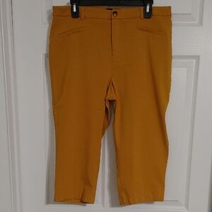 Melissa Paige Capri Pant Beautiful Mustard Hue Sz Large Waist 34" Stretch Fabric